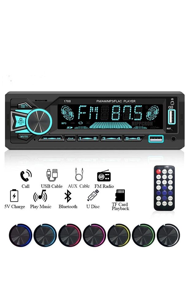 Bsv 4800 Rgb 7 Renk Değiştiren Çift Usb Bluetoothlu Aux Sd Kart Amfi Çıkışlı Kumandalı Teyib - 2