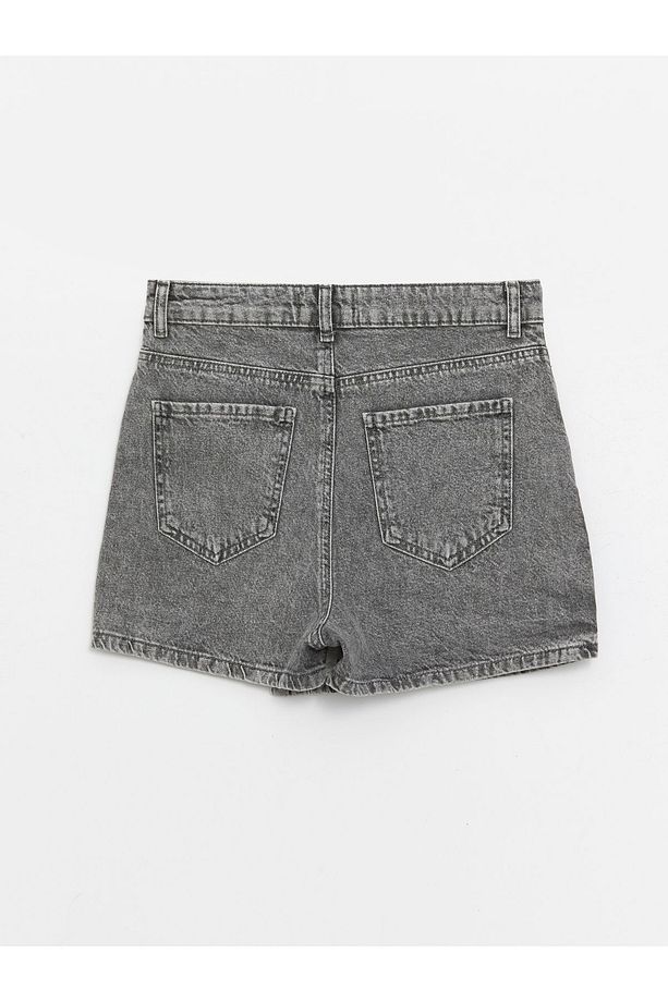 Kadın Standart Fit Düz Jean Şort Etek - 7