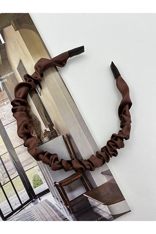 Brown Satin Gathered Crown
