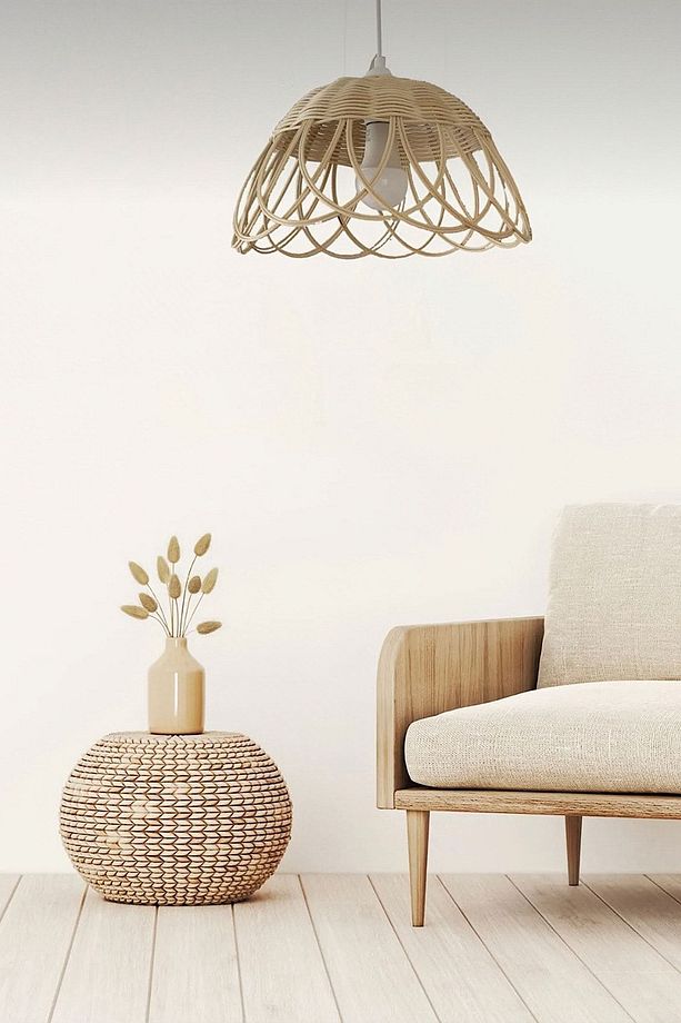 Rattan Bambu Hasır Sarkıt Avize - 2