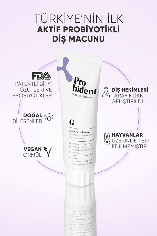 Aktif Probiyotik Doğal Florürsüz Üzüm Çekirdeği Özüt Ilaveli Diş Macunu & Dil Temizleme Aparatı - 3