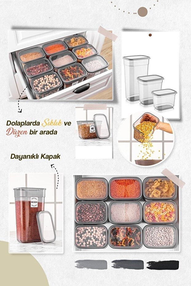 12-Piece Via Label Rectangular Storage Container - Food Storage Jar Set 4x(1.3 LT-2 LT-3.2 LT) - 3
