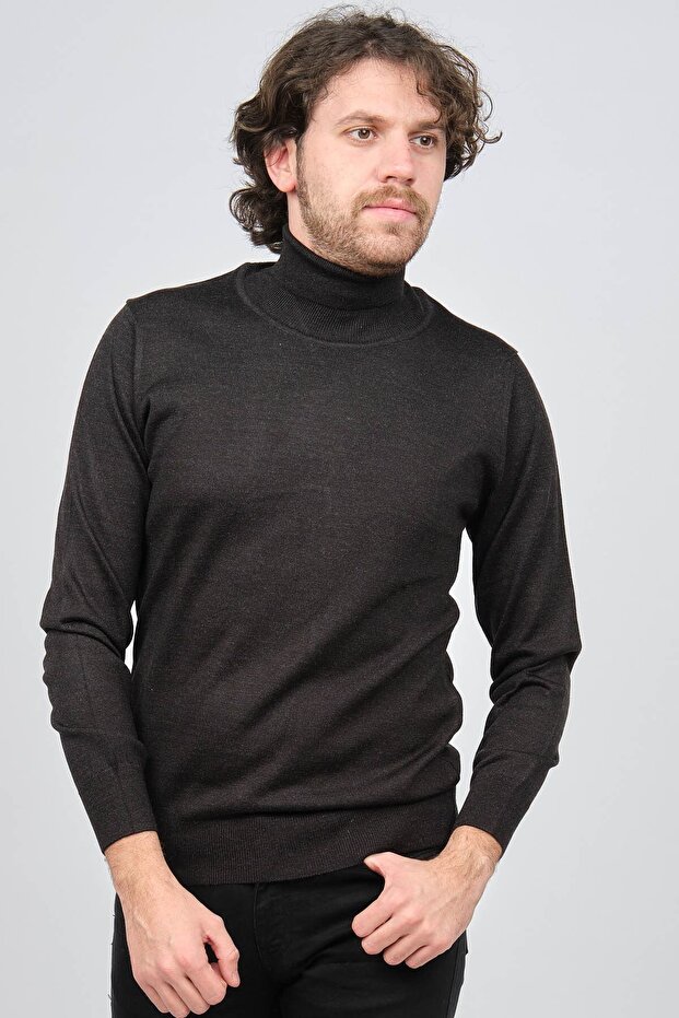 Men's Half Turtleneck Wool Sweater 6090154 Smoked
