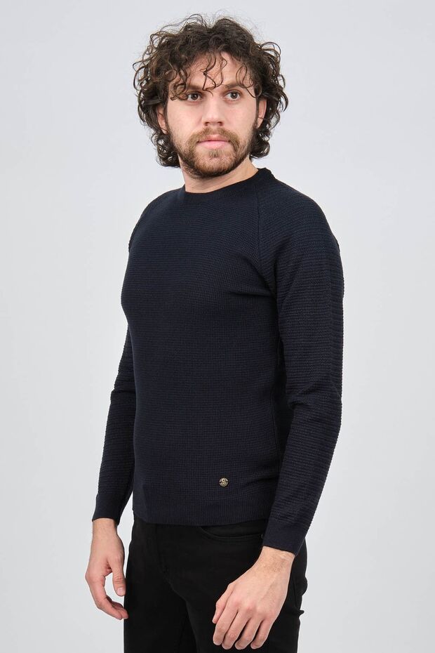 Men's Crew Neck Slim Fit Sweater 42554259 Navy Blue