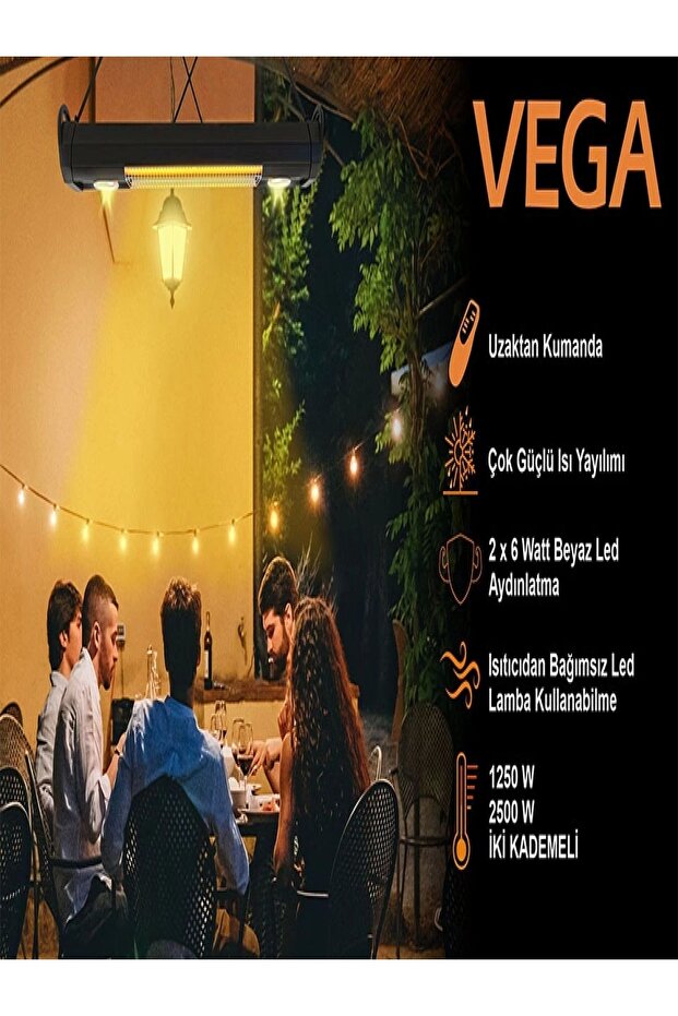 VEGA 2500W Sarkıt Tipi Karbon Infrared Isıtıcı - 6