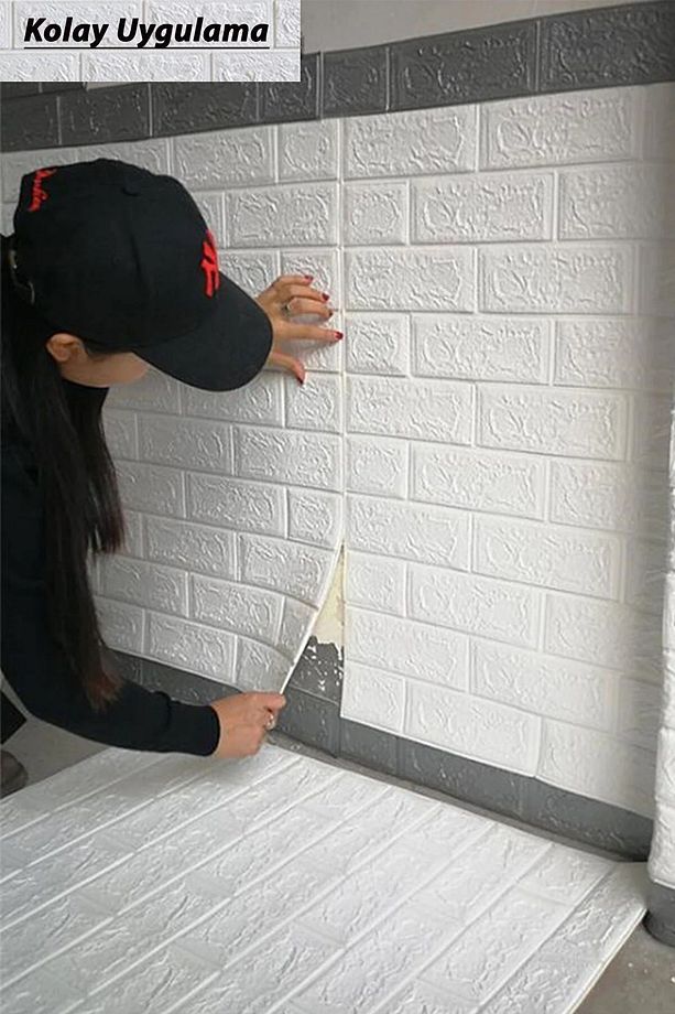 70x7 Cm Duvar Paneli Beyaz 3d Dekoratif Kendinden Yapışkanlı Esnek Duvar Kağıdı Kaplama Köpük - 2