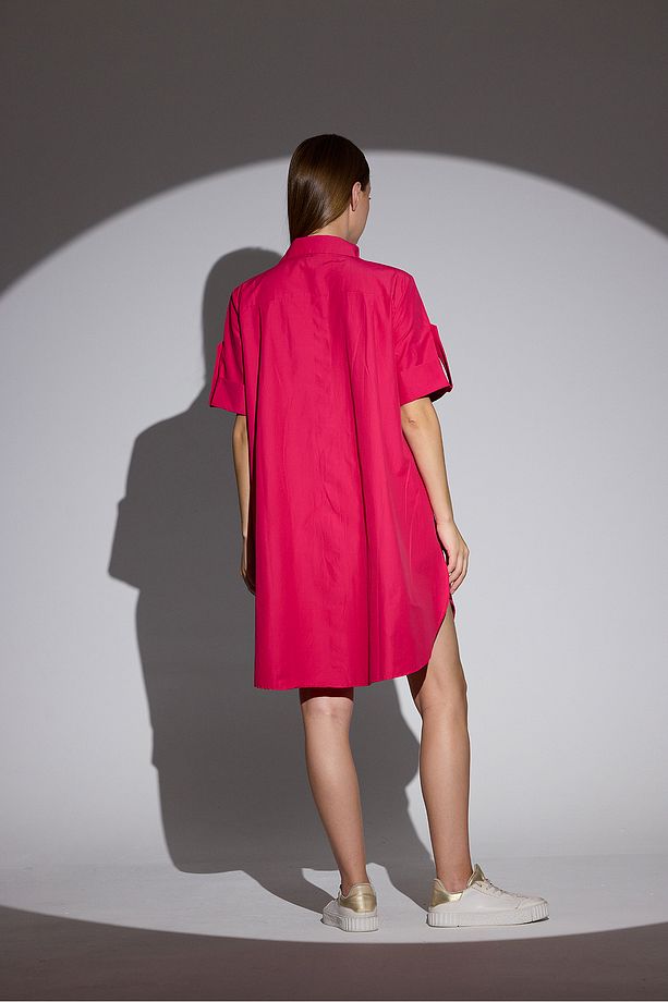 Oversize Kısa Kollu Uzun Basic Gömlek - 6