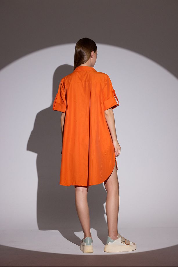 Oversize Kısa Kollu Uzun Basic Gömlek - 7