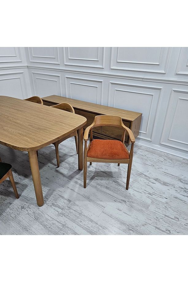 Modern Kaliteli %100 Meşe Tarz 100 x 190 cm Masa + 6 Adet Magnolia %100 Gürgen Sandalye Takımı - 3