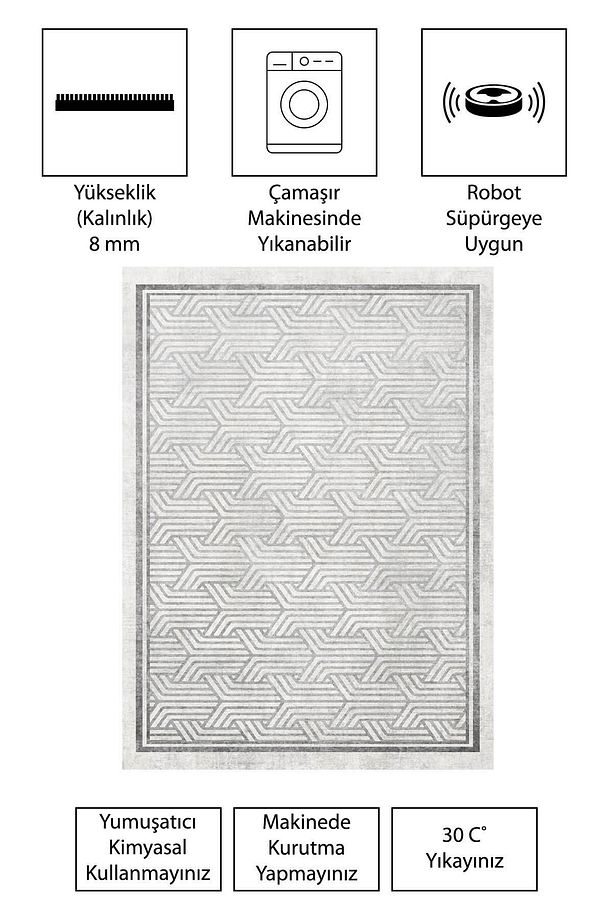 Modern Dijital Baskı Dört Mevsim Yıkanabilir Kaymaz Taban Salon Halısı Mutfak Halısı Yolluk FBH - 4