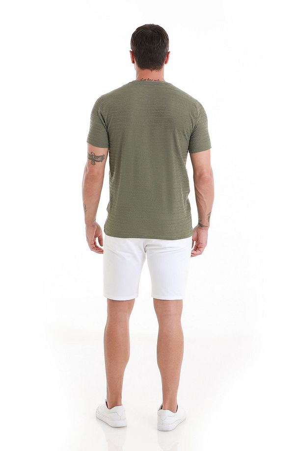 Haki Regular Fit Düz Bisiklet Yaka Tişört - 5