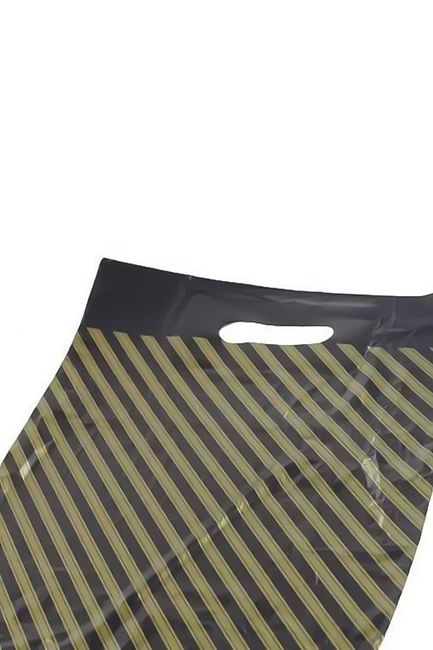 Takviyeli Torba Diagonal Desenli Sağlam Dayanıklı Kulplu Lüks Alışveriş Poşeti 2 No 50 Ad 26x38 - 2