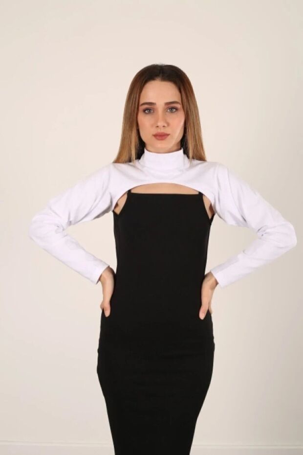 High Collar Neck Collar with Sleeves Compact Combed Cotton 100% Cotton Women's Hijab Neck Collar