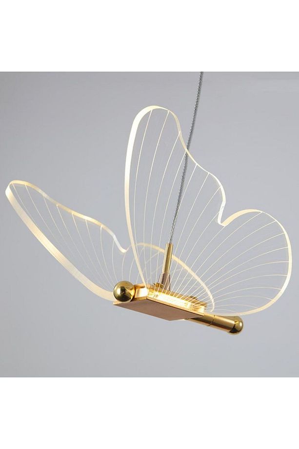 Modern Sarkıt Tekli Led Avize Kelebek Avize Butterfly Gold Sarı - 3