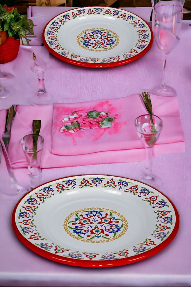 30 No 30 Cm Emaye Yemek Tabağı Tabak Servis Yemek Kamp Piknik - 1