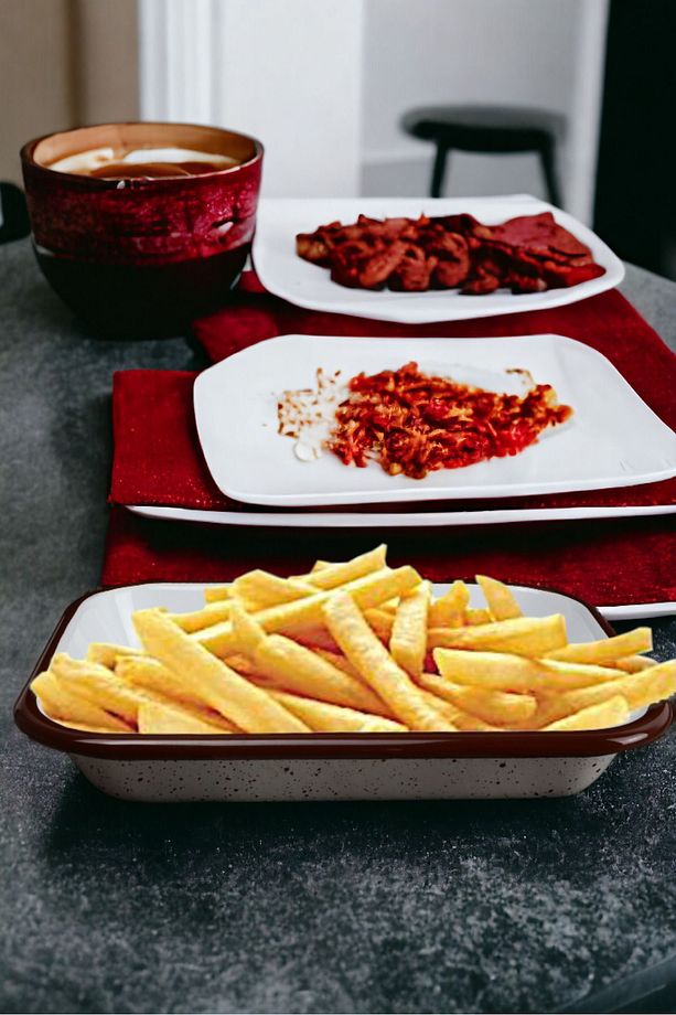 13 No Emaye Dörtgen Tabak Meze Kahvaltılık Kamp Piknik - 5