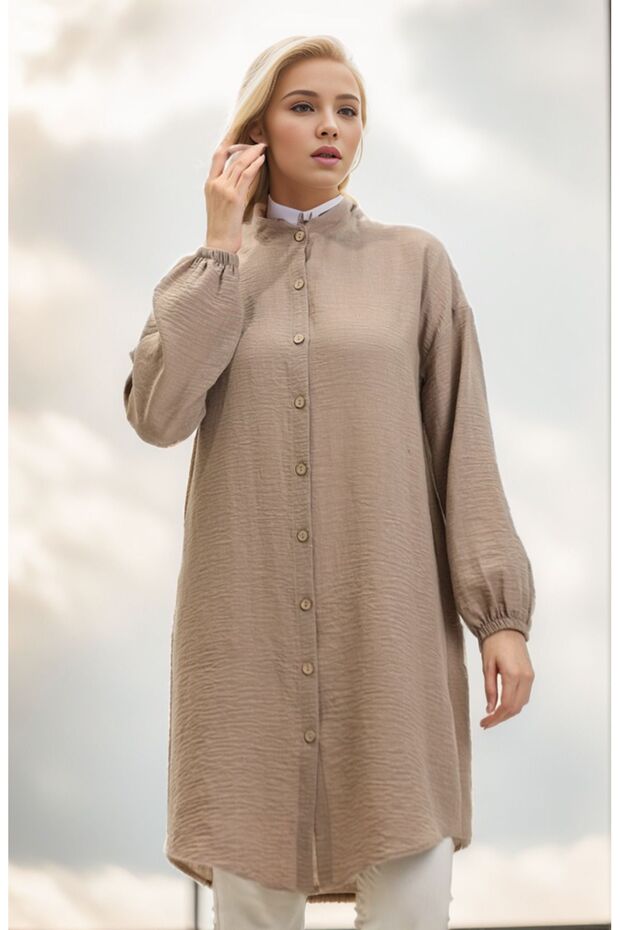 سترة من الكتان بأزرار وطية صدر السترة - 1