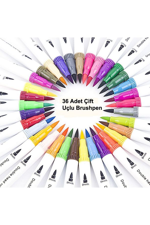 Çift Taraflı Brushpen 36’Lı Marker Kalem Seti Bullet Jurnal Mandala Eskiz Boyama Seti - 4