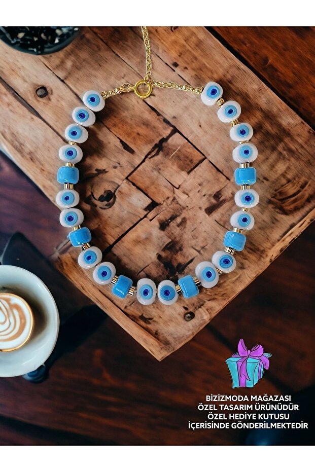 Glass Bead Syriac Evil Eye Bead Necklace