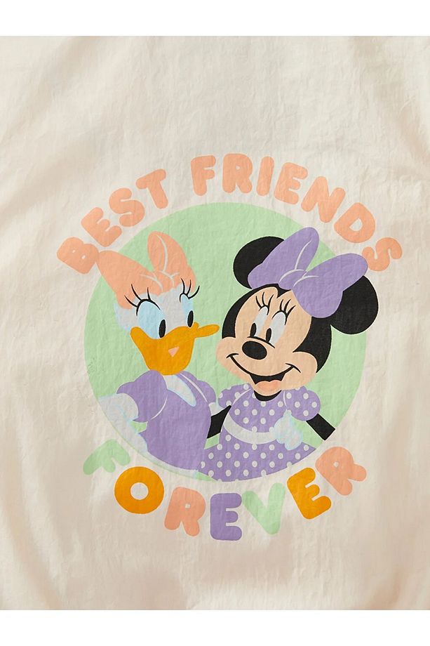 LCW baby Kapüşonlu Uzun Kollu Minnie Mouse ve Daisy Duck Baskılı Kız Bebek Mont - 3