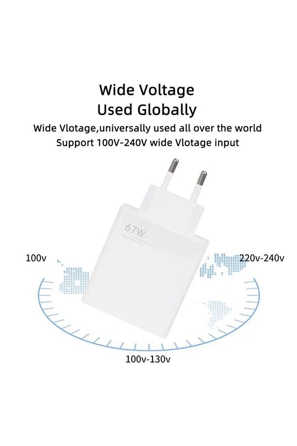 Type-c 67w Tüm Type-c Telefonlara Uyumlu Turbo Hızlı Şarj Adaptörü Ve Kablo Set - 4