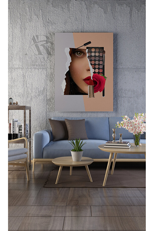 Woman Makeup Collage Decorative Canvas Painting