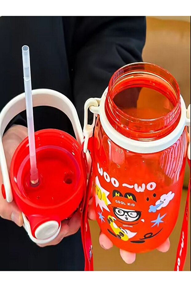 Sevimli Karakterler Çift Ağızlı Matara/Suluk 1000 Ml - 1
