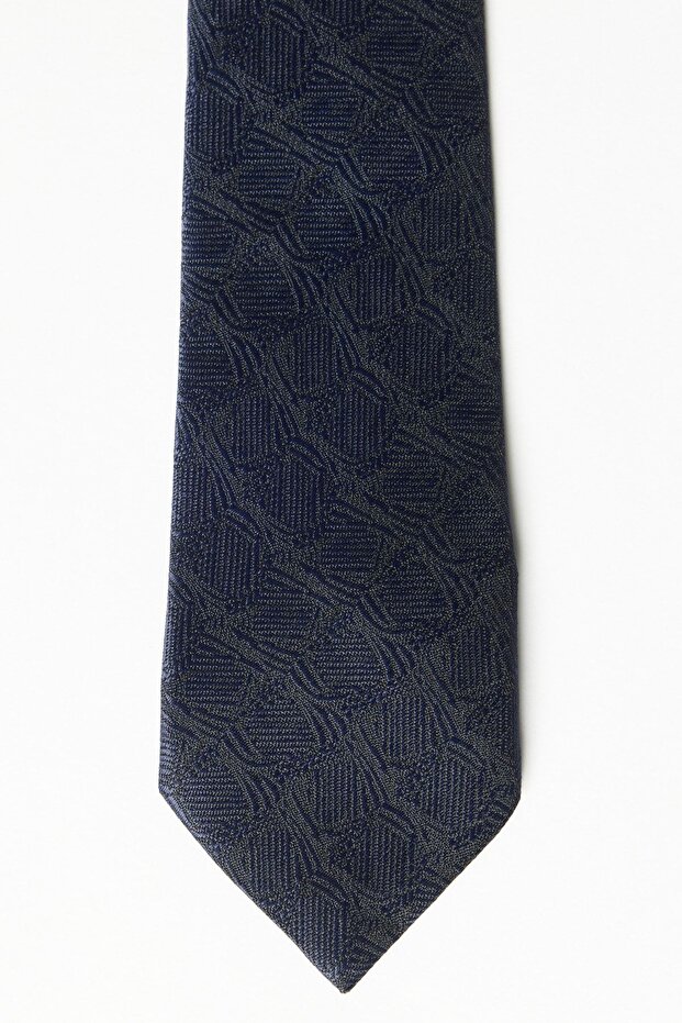 Erkek Lacivert Desenli Kravat - 2