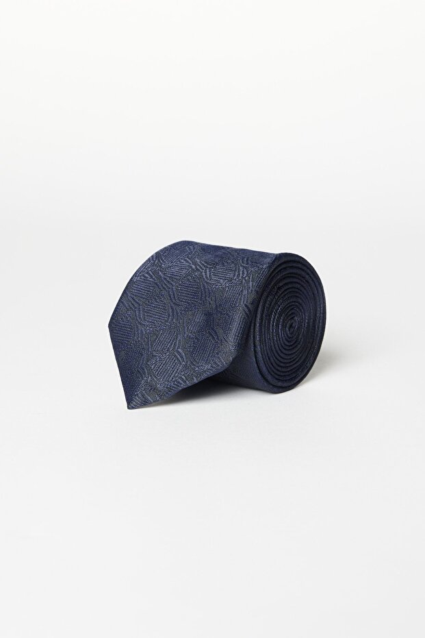 Erkek Lacivert Desenli Kravat - 1