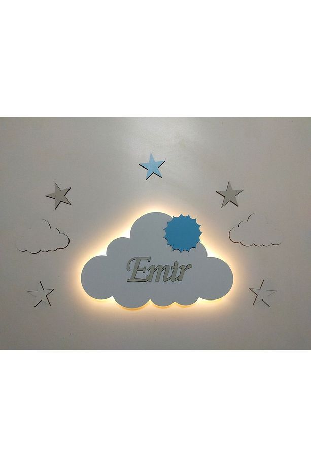 Isimli Dekoratif Ahşap Bulut Gece Lambası Ledli Gün Işığı Aydınlatma - 1