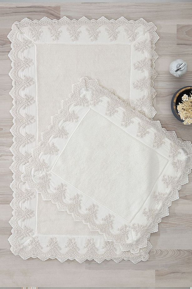 Tual Işlemeli 2'li (60 X 100 Cm) Banyo Paspas Set - 5