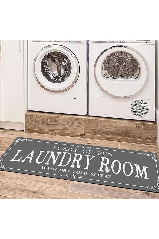 Else Gri Çamaşır Kurutma Makinesi Duş Önü Kaymaz Yıkanabilir Banyo Paspası Halısı 60x140cm - 2