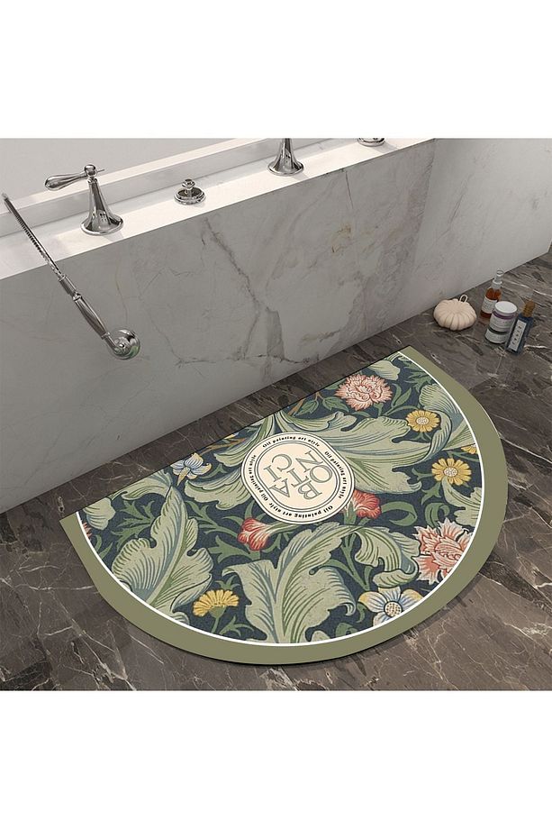 Desenli Dekoratif Modern İç ve Dış Yarım Ay Kapı Önü Paspası - 4