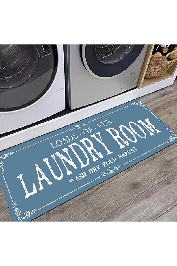 Else Mavi Çamaşır Kurutma Makinesi Duş Önü Kaymaz Yıkanabilir Banyo Paspası Halısı 60x140cm - 1