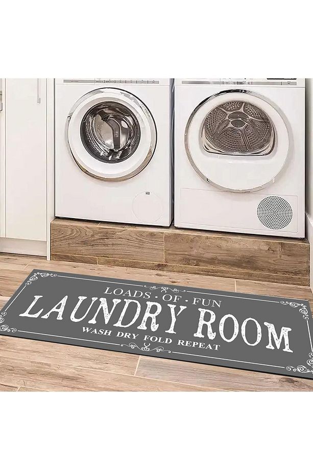 Else Gri Çamaşır Kurutma Makinesi Duş Önü Kaymaz Yıkanabilir Banyo Paspası Halısı 60x140cm - 2