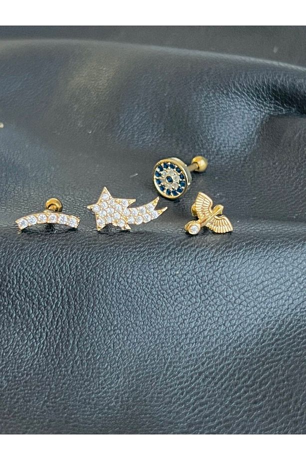 Çelik Kıkırdak Helix Tragus Piercing(4 Adet) - 4