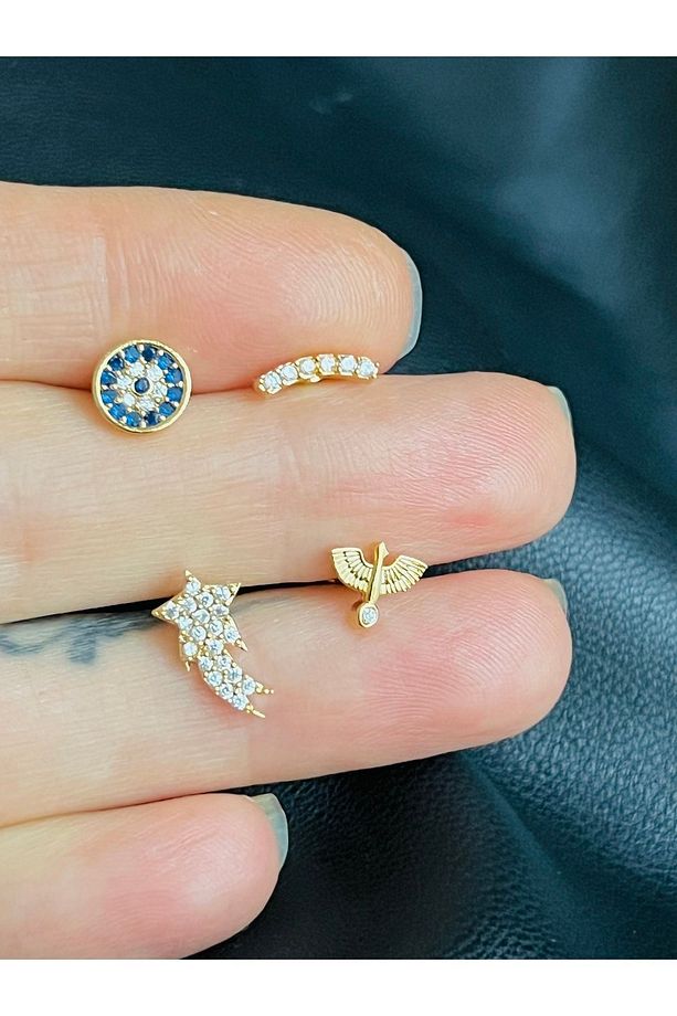Çelik Kıkırdak Helix Tragus Piercing(4 Adet) - 1