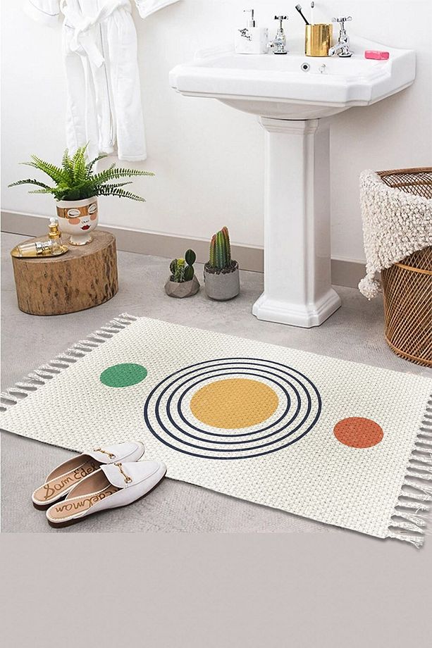 Else Desenli Yıkanabilir Modern Tekli Banyo Paspası Halı Vintage Dokuma Kilim 50x80cm Byns-10 - 1
