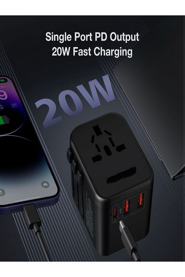 Fc-14 20w Global Seyahat Şarj Aleti - 2 Usb-a, 1 Pd-type-c Priz Adaptörü Çoğaltıcı - 6