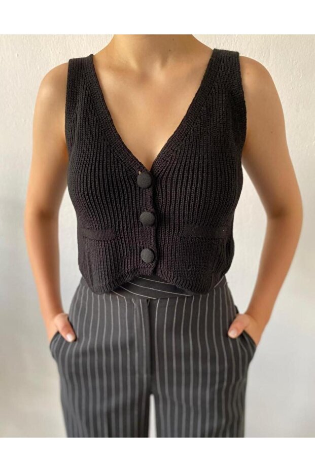 Siyah Triko Yelek 26025 - 2