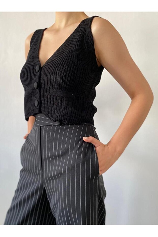 Siyah Triko Yelek 26025 - 1