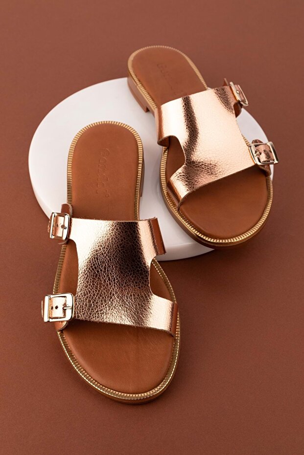 Women's Genuine Leather Vaketa Slippers Ayh.719