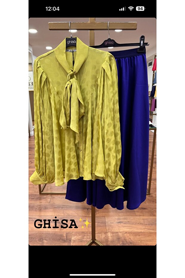 Fularlı Şifon Gömlek - 2