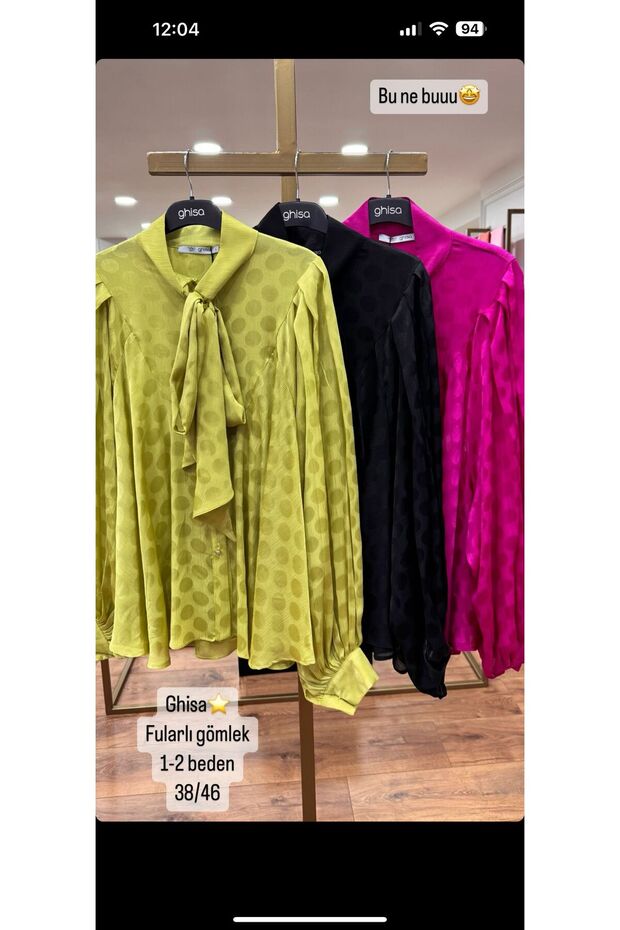 Fularlı Şifon Gömlek - 3