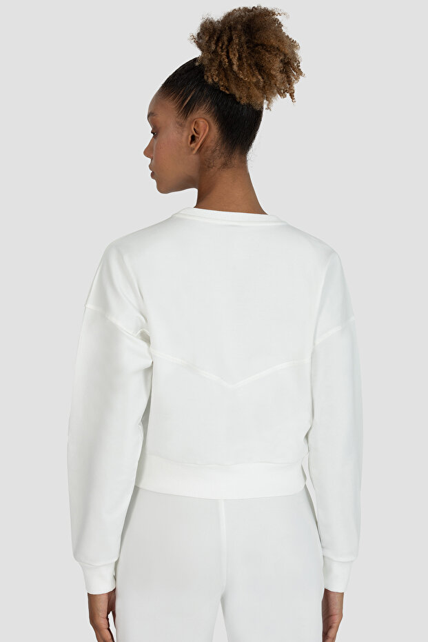 Ena Oversize Krem Crop Sweatshirt - 5