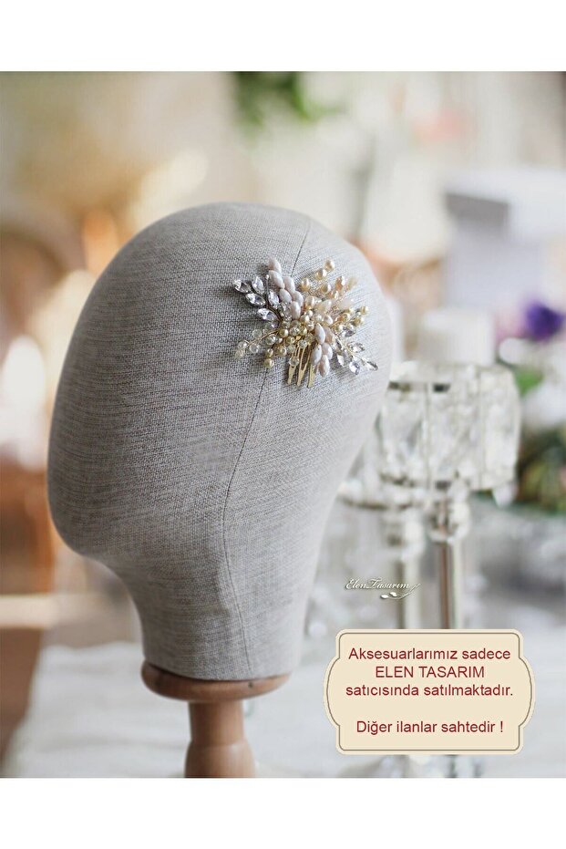 Gold Stone Hair AccessoryScalloped Bridal Crown