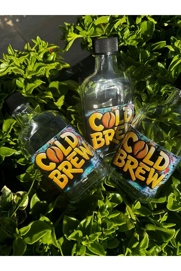 Coldbrew Şişesi Cam Şeffaf Şişe 3 ADETLİ Suya Dayanıklı 3D PVC Etiketli 200 ml Şişe - 3
