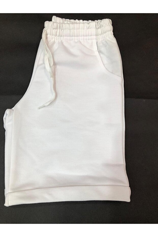 Beyaz Penye Çocuk  Şort - 2