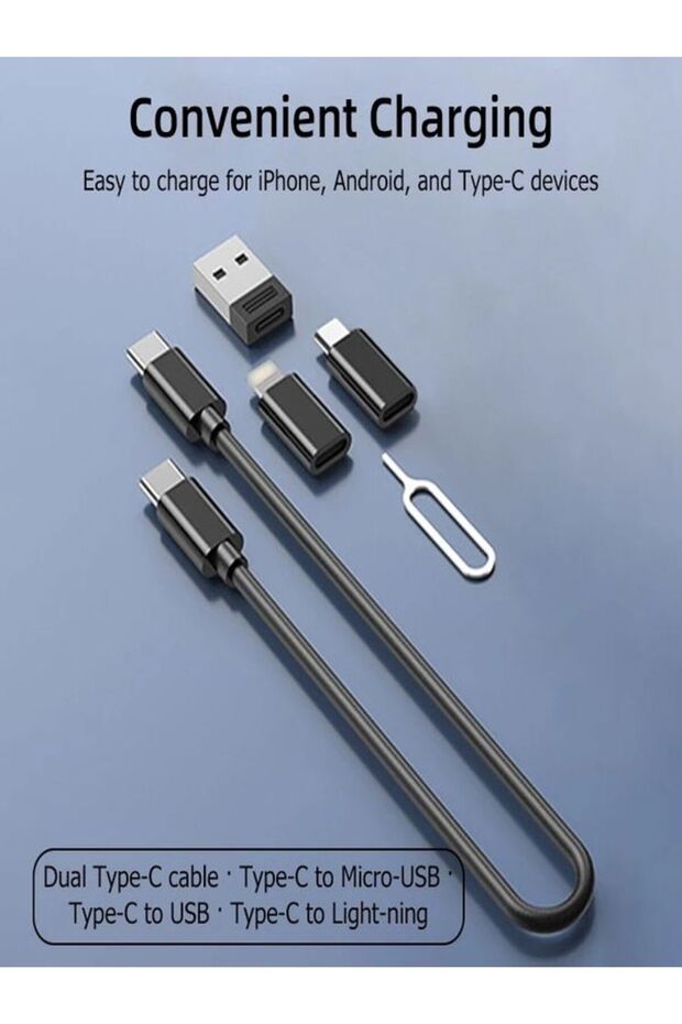 F0H7 7 in 1 Çok işlevli Type-C, USB, Micro Lighting Port, Seyahat Seti iPhone, Android, PC Çevirici - 5
