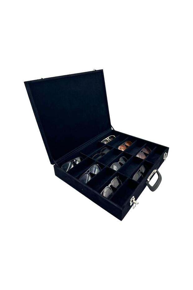 Richbox Bond 18-Piece Eyeglass Case, Alcantara, Black, Lensless
